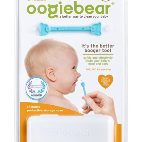 oogiebear: Baby Nose Cleaner & Ear Wax Removal Tool - Safe Booger & Earwax Removal for Newborns, Infants, Toddlers - Dual-Ended - Essential Baby Stuff, Diaper Bag Must-Have, with CASE