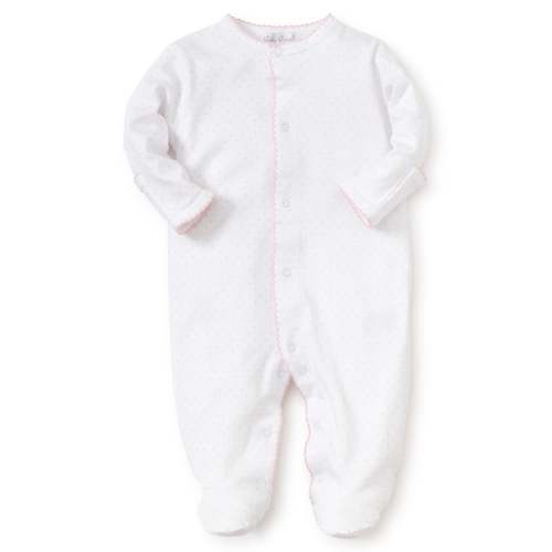 White/Pink New Kissy Dots Print Footie