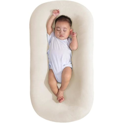 Baby Lounger, Bionic Design Baby Lounger for Infants 0-24 Months, Soft Organic Cotton Breathable Lounger for Home and Travel, Newborn Babies Shower Gifts (Natural)
