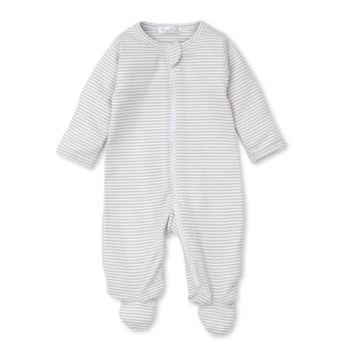 Classic Rib Silver Stripe Zip Footie- 0-3 Months