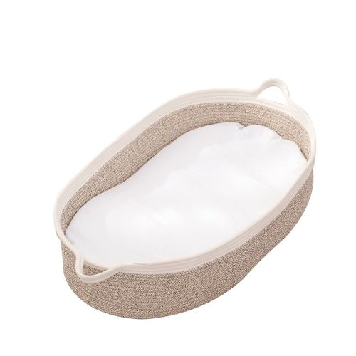 Handmade Woven 100% Cotton Rope Baby Changing Basket, Changing Table Topper with Mattress Pad, 70x45x15CM Woven Rope Tray for Storage, Comfortable Beige/White Moses Basket : Amazon.com.au: Baby