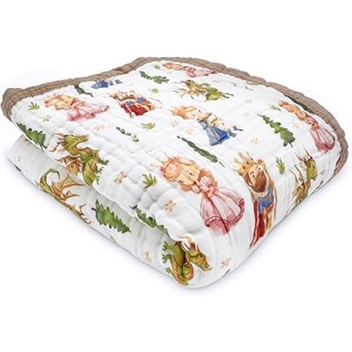 100% Organic Cotton Muslin Supersoft Baby Blanket, Luxurious Gender Neutral Swaddle & Receiving Blankets for Boys & Girls, Toddler Quilt & Stroller Blanket, Ideal Gift for Newborns (Fairy Tale)