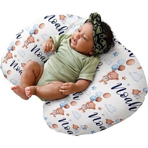 Custom Baby Nursing Pillow Cover for Nursing, Bear Theme Removable Nursing Covers for Breastfeeding Pillows, Ultra Soft Comfortable Slipcover for Newborn Baby Boys and Girls