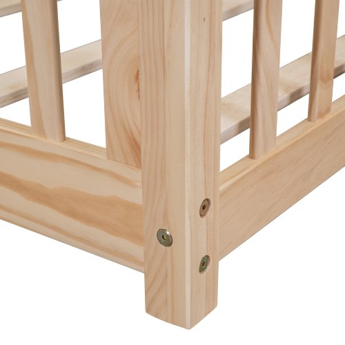 Floor Platform Bed with Fence without Door