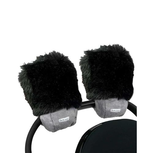 7AM Enfant Stroller Warmmuffs Gloves - Anti-Freeze Stroller Mittens for Handlebars, Water Repellent Hand Warmer Muff for Cold Weather, Faux Fur Stroller Warmmuffs | Winter Stroller Accessories