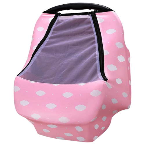 Baby Car Seat Covers with Breathable & Zipped Peep Window, Infant Car Seat Cover Baby Carseat Canopy for Boys Girls, Stretchy Nursery Cover Protects Baby From Wind,Sun,Mosquito,Universal Fit