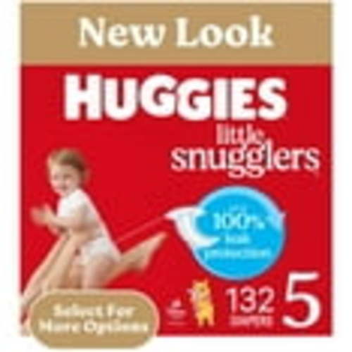 Huggies Little Snugglers Baby Diapers, Size 5 (27+ lbs), 132 Ct (2 Packs of 66) (Select for More)