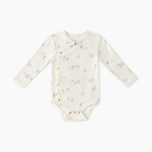 Pehr Long Sleeve Wrap Front One-Piece - Happy Huddle, 3-6 M