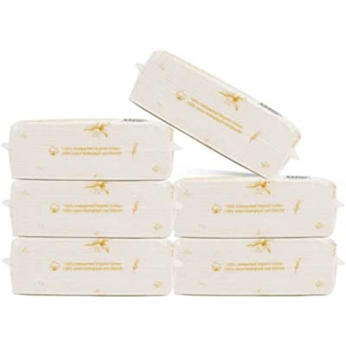 Organic Cotton Dry Baby Wipe For Sensitive Skin - Cashmere Feel, Wet and Dry Dual Use for Baby and Adult Skin Care and Daily Use(6 Packs, 100 Wipes/Pack)