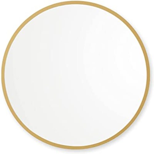 Better Bevel 30” x 30” Matte Gold Rubber Framed Mirror | Round Bathroom Wall Mirror