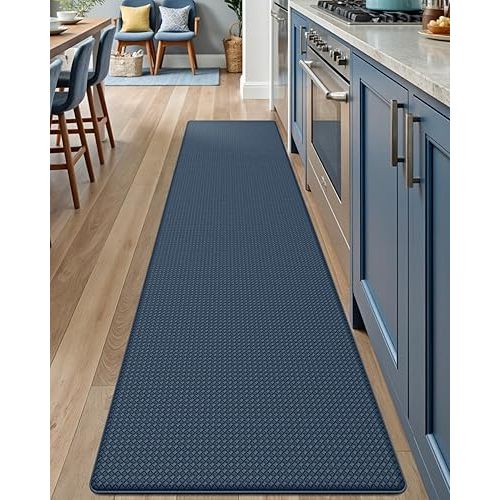 DEXI Kitchen Floor Mats Cushioned Anti Fatigue, 17x95, Long Standing Runner Rug Waterproof, Comfort Memory Foam Padded for Front Sink Laundry, Navy