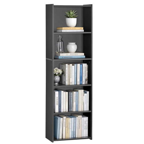 ZENY 5-Tiers Bookshelf Bookcase Multipurpose Display Storage 52", Black