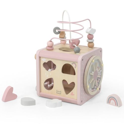 Label Label: 5-in-1 Wooden Activity Cube - Shape Sorter, Baby & Toddlers Ages 1+