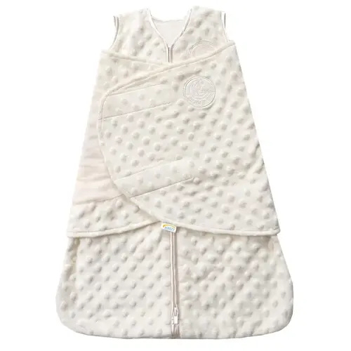 HALO Sleepsack Swaddle, 3-Way Adjustable Swaddle Blanket, TOG 3.0, Velboa Plush Dots, Cream, Newborn, 0-3 Months