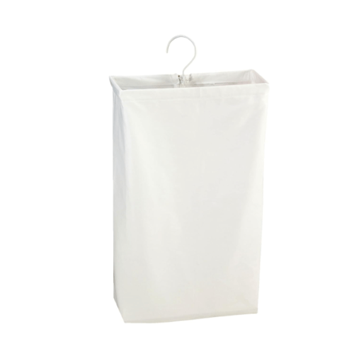Household Essentials 148 Hanging Cotton Canvas Laundry Hamper Bag | White, 6" x 16" x 27" (Length x Width x Height)