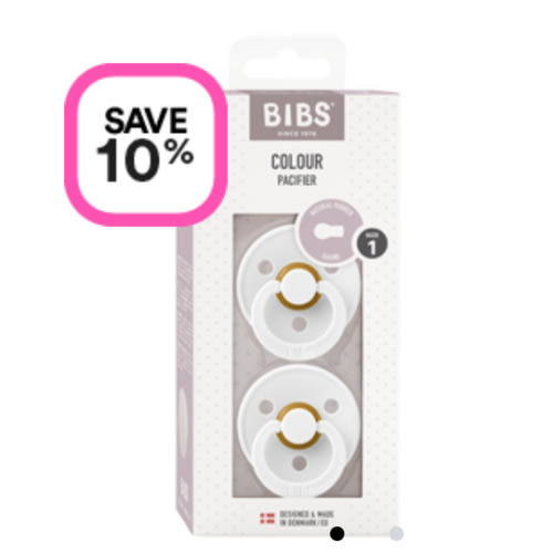 Bibs Pacifier White Size 1 - 2 Pack
