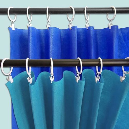 40 Pack Metal Curtain Rings with Clips, Drapery Clips Hooks, Decorative Curtain Rod Clips 1.5 in Interior Diameter, Rustproof White