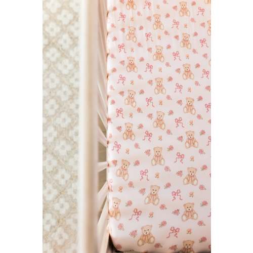 Teddy Bear and Bows Crib Sheet