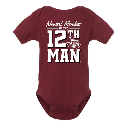 Infant Newest 12th Man Onesie - Maroon - The Warehouse at C.C. Creations