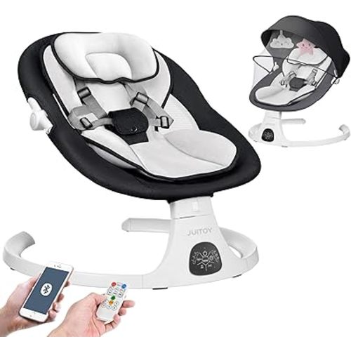 Electric Baby Swings for Infants to Toddler Baby Swing with 5-Speed 3-Seat Positions 5-Point Carabiner,with Bluetooth Music 10-Preset Melodies Removable Cushion