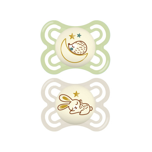 MAM Glow in the Dark Perfect Night Pacifier Set Pale Green and Linen