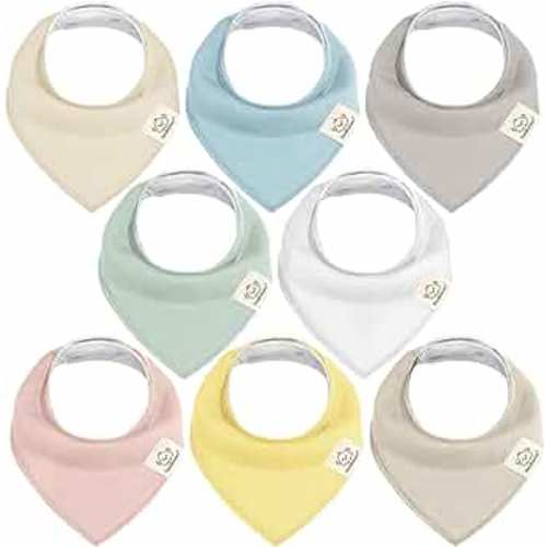 8-Pack Organic Baby Bandana Drool Bibs for Girls - Super Absorbent Baby Bibs for Baby Girls, Baby Boys, Soft Cotton Bandana Bibs, Baby Drool Bib, Teething Bibs for Infant, Toddler, Bib Girl (Dawn)