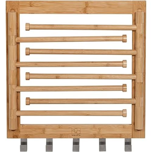 Honey-Can-Do Bamboo Swivel Wall Mount Drying Rack- Versatile Clothes Drying Rack and Durable Laundry Rack, Wall Drying Rack for Indoor/Outdoor Use, 80 lbs Capacity, Natural