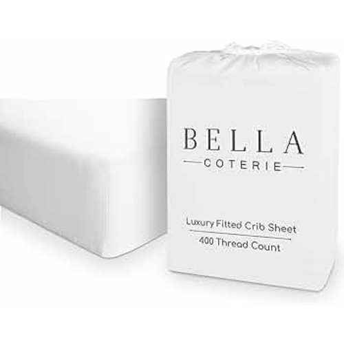 Bella Coterie Luxury Bamboo Crib Sheet | Organically Grown | Ultra Soft | Cooling for Better Sleep | Deep Pocket Fitted Sheet for Crib & Toddler Mattress | Viscose Made from Bamboo [White]