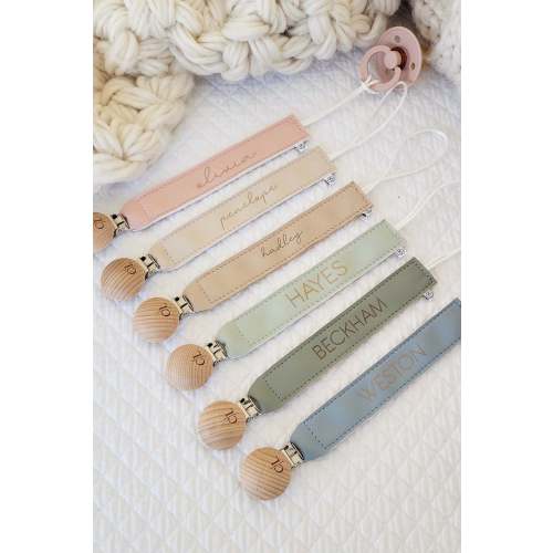 Personalized Leather Pacifier Clip | All Colors