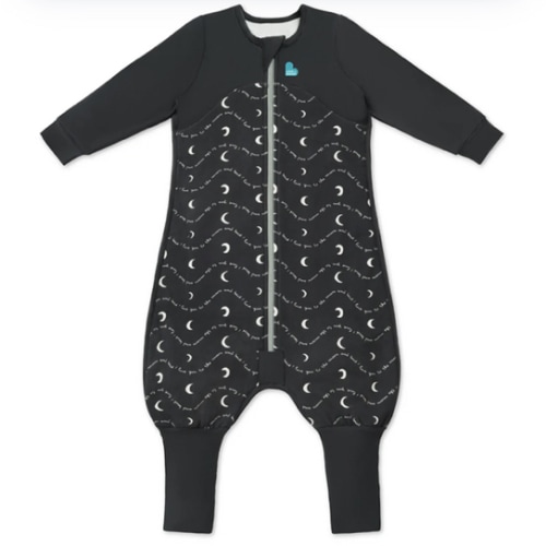 Sleep Suit Long Sleeve 1.5 TOG Cotton Charcoal Moon and Back