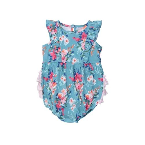 RuffleButts® Baby/Toddler Girls Sleeveless Tank Bubble Romper