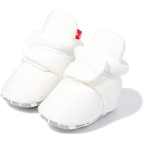 Babelvit Newborn Baby Boy Girl Soft Fleece Booties Stay On Infant Slippers Socks Shoe Non Skid Gripper Toddler First Walkers Winter Ankle Crib Shoes