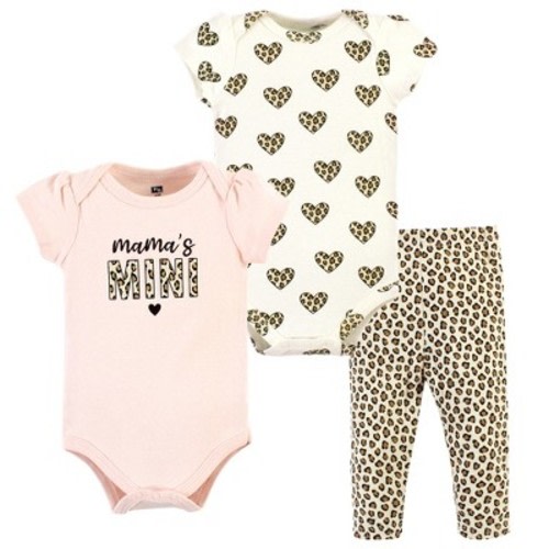 Hudson Baby Infant Girl Cotton Bodysuit and Pant Set, Leopard Hearts, Size: 3-6 months
