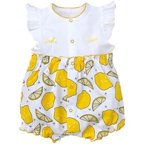 Baby Girl Romper Cute Cartoon Printed Short Sleeve One-Piece Romper Infant Summer Clothes 100% Cotton Jumpsuit