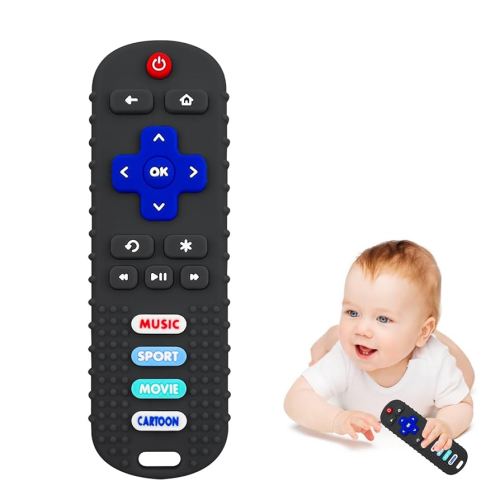 Baby Teething Toys, Soft Silicone Remote Control Teether for Babies 3 6 12 18 Months, TV Remote Control Shape Infant Chew Sensory Toys for Boys and Girls, Baby Teething Relief, BPA Free