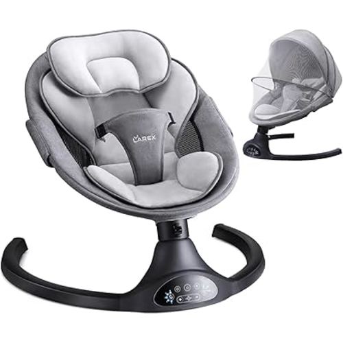 LAREX Baby Swing Infant Swing Electric Toddler Baby Rocker Portable for Newborn Boy Girl, 5 Sway Speeds with Remote Control, 10 Preset Melodies and Bluetooth, 0-6 Months Max 20 Lbs (Black)