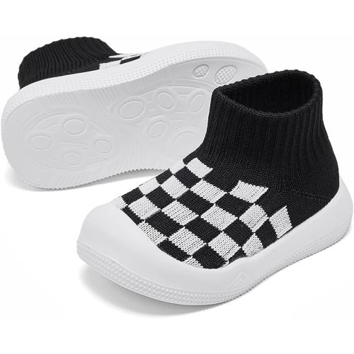Eashi Baby Boy Girl Non-Skid Indoor Infant Walking Shoes Breathable Warm Elastic Sock Shoes with Memory Sole Protect Toes Outdoor Sneakers, Size 0-9 months (runs big)