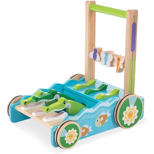 Melissa & Doug First Play Chomp and Clack Alligator Wooden Push Toy and Activity Walker - Pretend Play Developmental Baby Push Walker Toy For Toddlers Ages 1+, 1 EA - Chomp & Clack Alligator - Standard Packaging