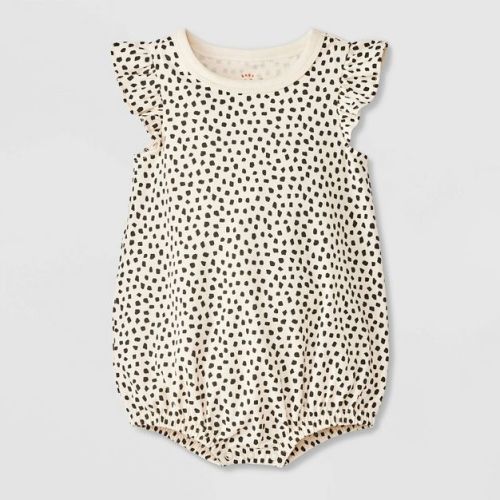 Baby Girls' Printed Ruffle Romper - Cat & Jack™ Brown 6-9M