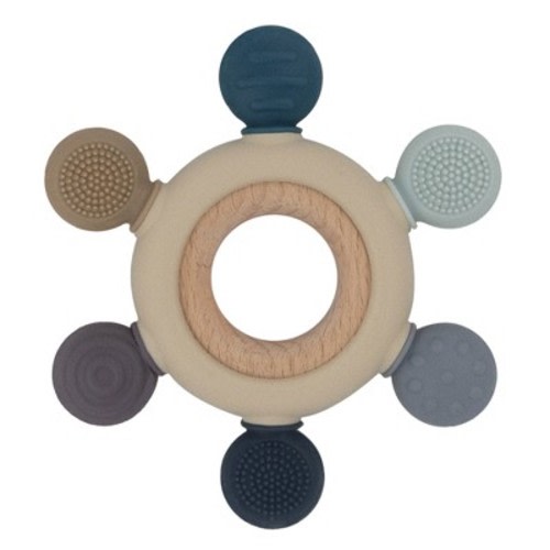 Living Textiles | PLAYGROUND Silicone Wheel Teether, Color: Blue