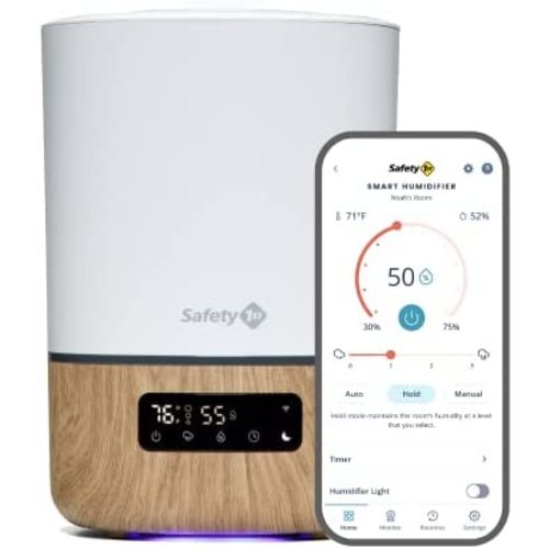 Safety 1st Connected Smart Humidifier — 1 Gallon (3.8L) Tank Size, Cool Mist Humidifier with Hygrometer and Nightlight, and Whisper Quiet for Baby Bedroom, Nursery, iOS and Android Compatible