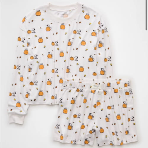 AE Snoopy Pumpkin Plush PJ Set