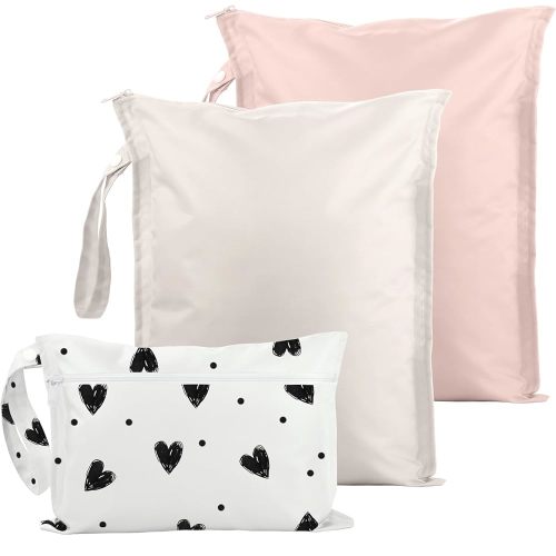 Wet Bag for Swimsuit - 2 Pack Waterproof Wet Dry Bag for Clothes - Baby Diaper Bag - Travel Laundry Daycare Bags - Baby Beach Essentials - Bogg Bag Accessories