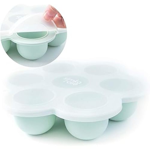 Simka Rose Baby Food Storage Containers - Freezer Safe Tray Silicone Baby Food Freezer Storage Tray Molds Breast Milk Freezer Tray - 2.5 Oz BPA Free with Clip-on Lid for homemade Purees & Breastmilk