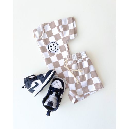 LPK Checkered Shorts Set - Latte