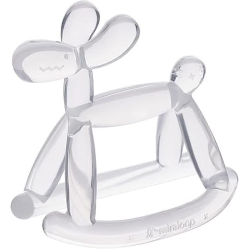 Teething Toy for Baby, Jellydog Never Drop Food Grade Silicone Rocking Teether, Prevent Choking & Odorless, Less Dust and Hair Adhesion, Baby Gift, Clear