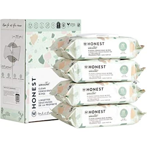 The Honest Company Clean Conscious Wipes 100% Plant-Based, 99% Water, Baby Wipes Hypoallergenic, Dermatologist Tested Geo Mood, 288 Count