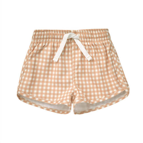 Quincy Mae Boys Swim Short - Melon Gingham | The Baby Cubby