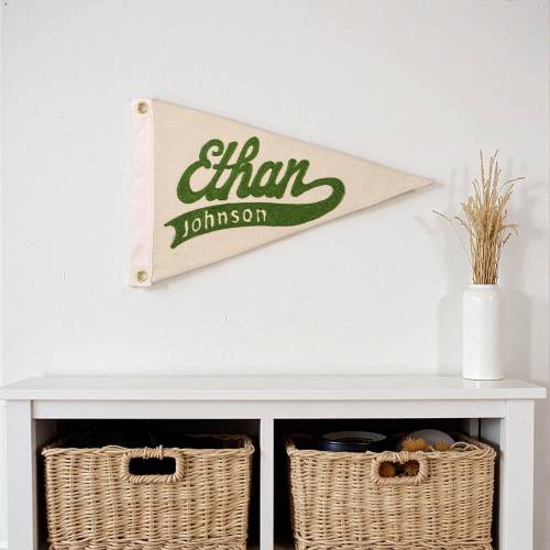 Hand Embroidered Name Pennant Flag Pennant Banner Custom Flag Custom Pennant name banner Baby name sign Wall Art decor Gifts for kids