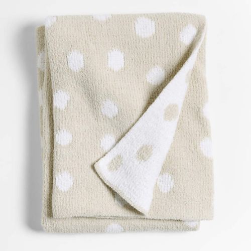 Reversible Stone Tan Chenille Dot Baby Stroller Blanket
